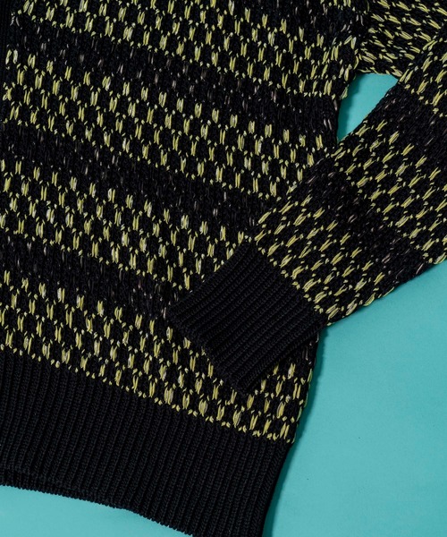 MAISON SPECIAL（メゾンスペシャル）の「タックジャガードボーダーオーバーサイズVネックカーディガン 【MAISON SPECIAL/メゾンスペシャル】（カーディガン/ボレロ・メンズ・ブラック/ネイビー・44/46）」の4枚目の写真