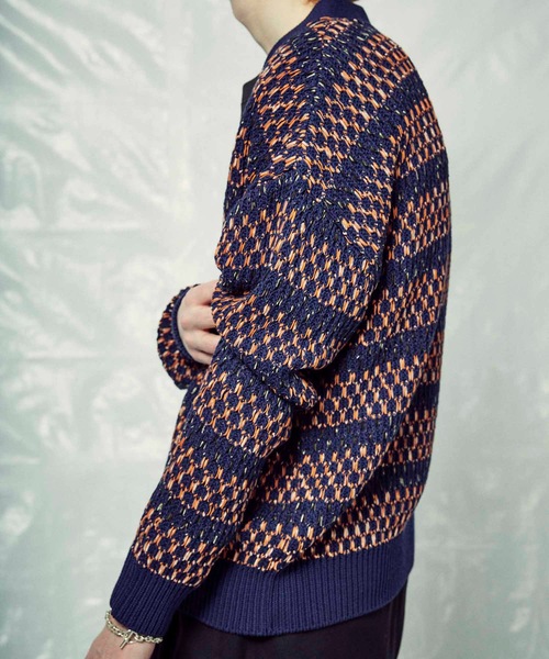 MAISON SPECIAL（メゾンスペシャル）の「タックジャガードボーダーオーバーサイズVネックカーディガン 【MAISON SPECIAL/メゾンスペシャル】（カーディガン/ボレロ・メンズ・ブラック/ネイビー・44/46）」の9枚目の写真