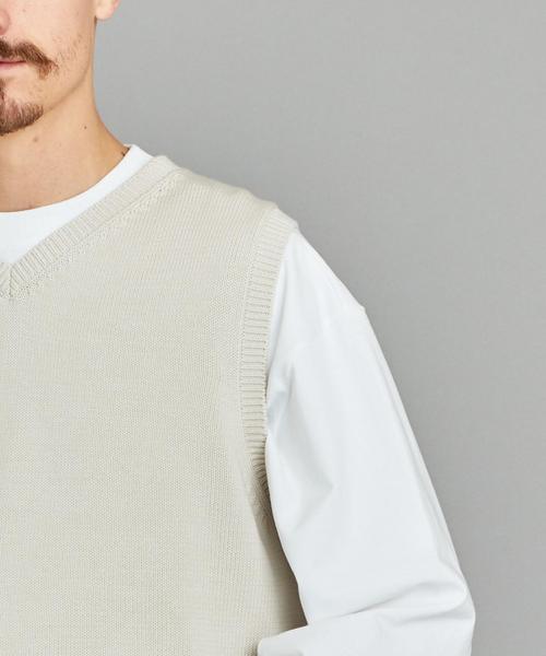 Steven Alan（スティーブンアラン）の「＜Steven Alan＞ CORD CTN V-NECK KNIT VEST/ニットベスト（ベスト・メンズ・ナチュラル/ダークブラウン・MEDIUM/X-LARGE/SMALL/LARGE）」の4枚目の写真