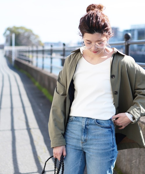 reca（レカ）の「シンプルVネックカットソー（Tシャツ/カットソー・レディース・オフホワイト/ブラック/グレイッシュベージュ/カーキ・M/L）」の22枚目の写真