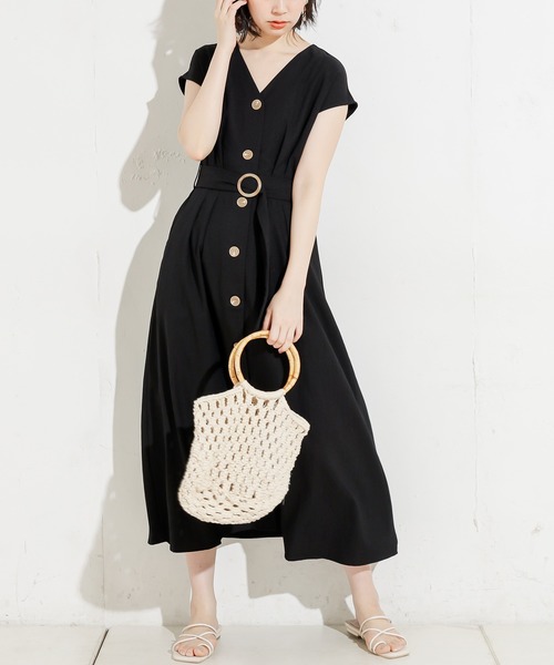 natural couture（ナチュラルクチュール）の「フロント釦ノースリーブワンピース Mサイズ（ワンピース・レディース・ブラック/ベージュ/グリーン/モカ/ストライプ/レンガ/ブラック系その他・FREE）」の8枚目の写真