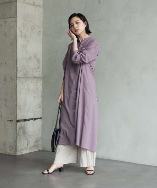 Aunt Marie's（アントマリーズ）の「AUNT MARIE'S バックスリットロングシャツワンピース（ワンピース・レディース・ホワイト/ブラック/パープル/ライトグリーン・FREE）」の17枚目の写真