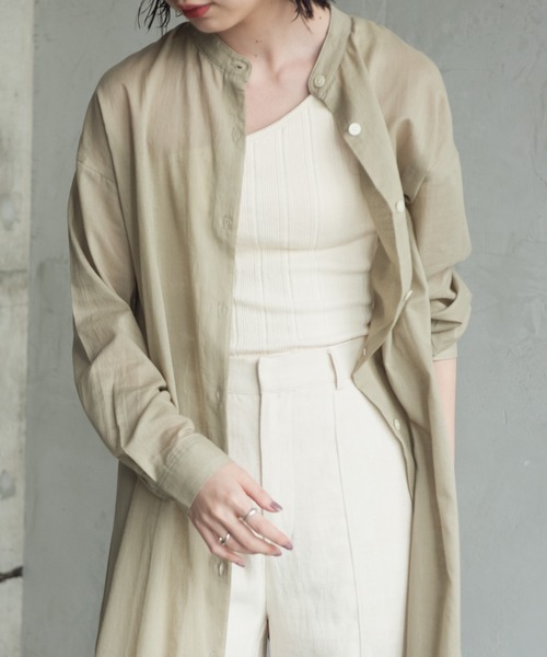 Aunt Marie's（アントマリーズ）の「AUNT MARIE'S バックスリットロングシャツワンピース（ワンピース・レディース・ホワイト/ブラック/パープル/ライトグリーン・FREE）」の7枚目の写真