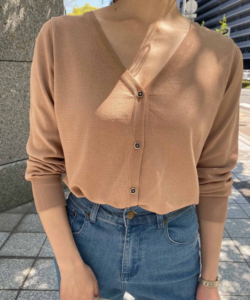 KOBE LETTUCE（コウベレタス）の「[UVカット]サマーニットカーディガン（カーディガン/ボレロ・レディース・アイボリー/パープル系その他/ベージュ/ブルー/グリーン/ブラック・FREE）」の4枚目の写真