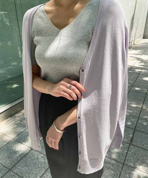 KOBE LETTUCE（コウベレタス）の「[UVカット]サマーニットカーディガン（カーディガン/ボレロ・レディース・アイボリー/パープル系その他/ベージュ/ブルー/グリーン/ブラック・FREE）」の6枚目の写真