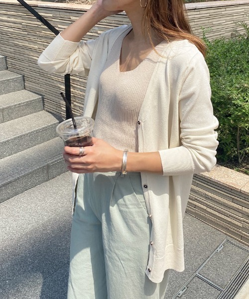 KOBE LETTUCE（コウベレタス）の「[UVカット]サマーニットカーディガン（カーディガン/ボレロ・レディース・アイボリー/パープル系その他/ベージュ/ブルー/グリーン/ブラック・FREE）」の19枚目の写真