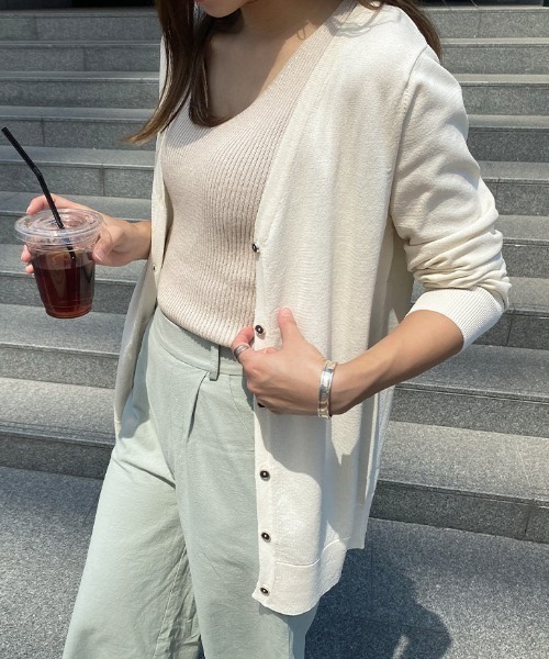 KOBE LETTUCE（コウベレタス）の「[UVカット]サマーニットカーディガン（カーディガン/ボレロ・レディース・アイボリー/パープル系その他/ベージュ/ブルー/グリーン/ブラック・FREE）」の8枚目の写真