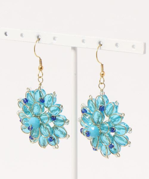 チャイハネ(チャイハネ)の「【チャイハネ】ガラスビーズピアス(ピアス(両耳用)・レディース・ブラック/ブルー/グリーン/ライトブルー/オレンジ/レッド/ホワイト・FREE)」の4枚目の写真