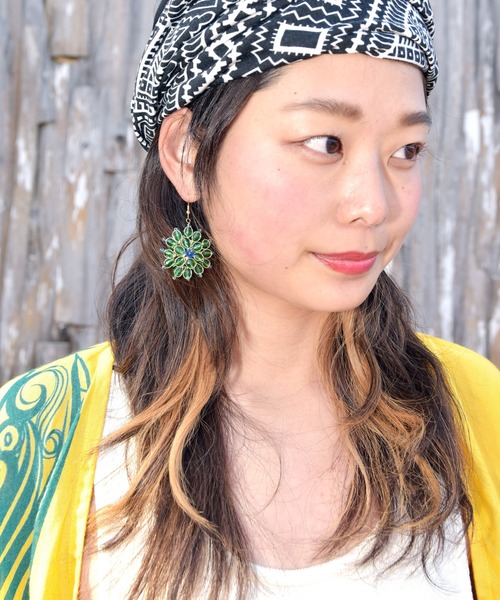 チャイハネ(チャイハネ)の「【チャイハネ】ガラスビーズピアス(ピアス(両耳用)・レディース・ブラック/ブルー/グリーン/ライトブルー/オレンジ/レッド/ホワイト・FREE)」の13枚目の写真