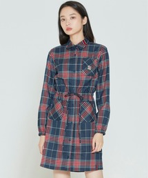 【ROMANTIC CROWN WOMANS】CROSS STRIPE BUTTON DRESS / ロマンティッククラウン ウィメンズ クロス ストライプ ボタン ワンピース