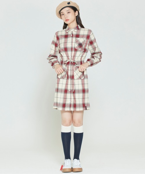 ROMANTIC CROWN(ロマンティッククラウン)の「【ROMANTIC CROWN WOMANS】CROSS STRIPE BUTTON DRESS / ロマンティッククラウン ウィメンズ クロス ストライプ ボタン ワンピース(ワンピース・レディース・ネイビー/オートミール・SMALL/MEDIUM)」の6枚目の写真