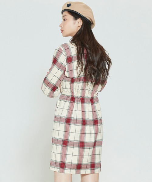 ROMANTIC CROWN(ロマンティッククラウン)の「【ROMANTIC CROWN WOMANS】CROSS STRIPE BUTTON DRESS / ロマンティッククラウン ウィメンズ クロス ストライプ ボタン ワンピース(ワンピース・レディース・ネイビー/オートミール・SMALL/MEDIUM)」の5枚目の写真