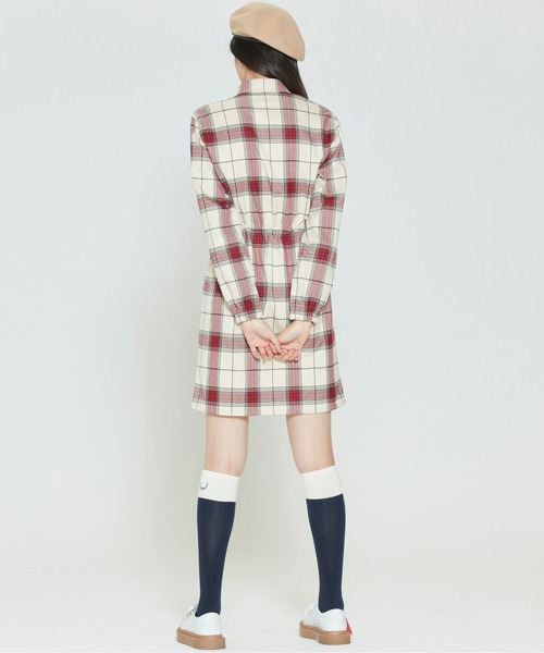 ROMANTIC CROWN(ロマンティッククラウン)の「【ROMANTIC CROWN WOMANS】CROSS STRIPE BUTTON DRESS / ロマンティッククラウン ウィメンズ クロス ストライプ ボタン ワンピース(ワンピース・レディース・ネイビー/オートミール・SMALL/MEDIUM)」の9枚目の写真