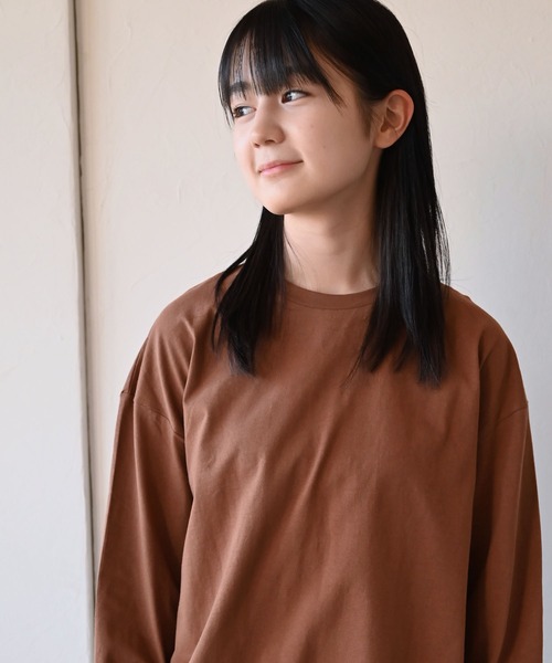 ZERO standerd（ゼロスタンダード）の「ゼロスタンダード ビッグロングTシャツ（Tシャツ/カットソー・キッズ・ピンク/ブラック/チャコールグレー/ブラウン/サンドベージュ・100cm/130cm/95cm/150cm/80ｃｍ/110cm/140cm/90cm/160cm/120cm）」の22枚目の写真