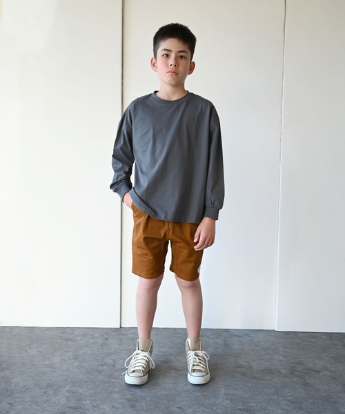 ZERO standerd（ゼロスタンダード）の「ゼロスタンダード ビッグロングTシャツ（Tシャツ/カットソー・キッズ・ピンク/ブラック/チャコールグレー/ブラウン/サンドベージュ・100cm/130cm/95cm/150cm/80ｃｍ/110cm/140cm/90cm/160cm/120cm）」の21枚目の写真