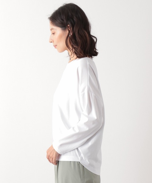 LEPSIM(レプシィム)の「ワイドドレープロンT 895814(Tシャツ/カットソー・レディース・チャコールグレー/オフホワイト/オリーブ/モカ・FREE)」の10枚目の写真