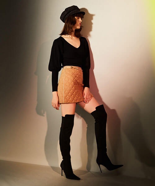 EIMY ISTOIRE(エイミーイストワール)の「パフスリーブリブVネックニット(ニット/セーター・レディース・ホワイト/ブラック/グリーン系その他2/コーラルピンク・FREE)」の8枚目の写真