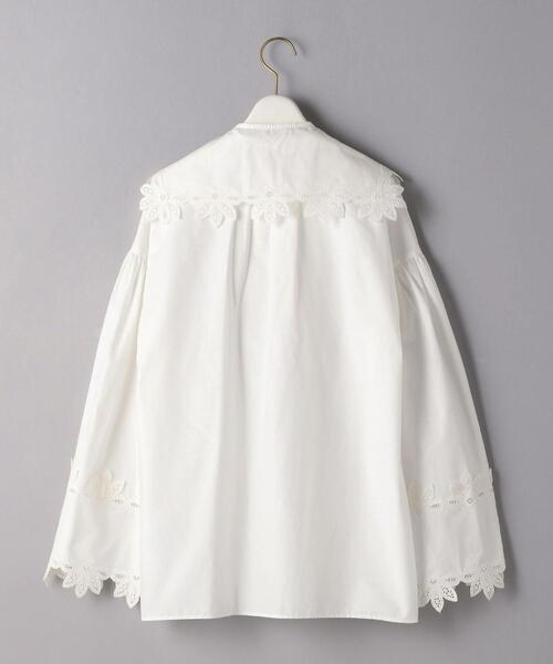 美品 アンスクリア 3,2万 ボリュームスリーブブラウス 白 INSCRIRE INSCRIRE（アンスクリア）の「＜INSCRIRE（アンスクリア）＞レース