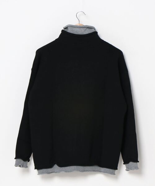 rehacer(レアセル)の「rehacer : Over Size Fake Layerd Knit / オーバーサイズ フェイク レイヤード ニット(ニット/セーター・メンズ・ブラック/ベージュ・MEDIUM/LARGE)」の3枚目の写真
