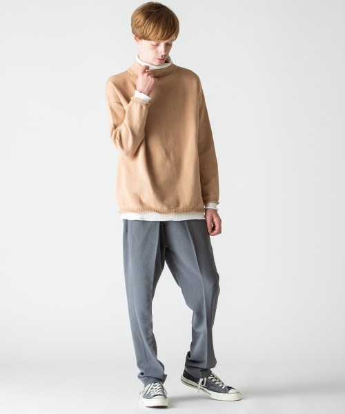 rehacer(レアセル)の「rehacer : Over Size Fake Layerd Knit / オーバーサイズ フェイク レイヤード ニット(ニット/セーター・メンズ・ブラック/ベージュ・MEDIUM/LARGE)」の7枚目の写真