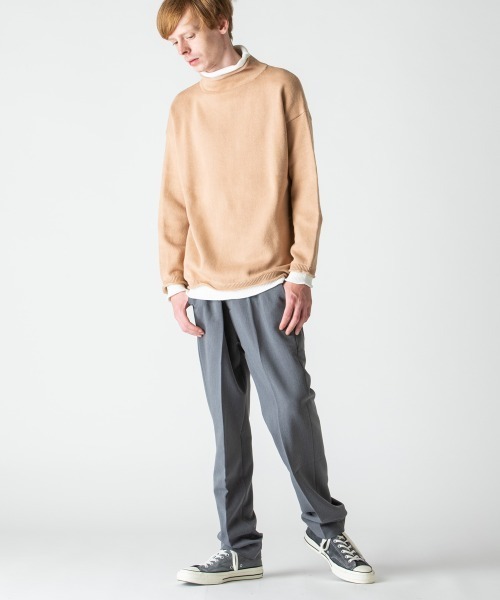 rehacer(レアセル)の「rehacer : Over Size Fake Layerd Knit / オーバーサイズ フェイク レイヤード ニット(ニット/セーター・メンズ・ブラック/ベージュ・MEDIUM/LARGE)」の6枚目の写真