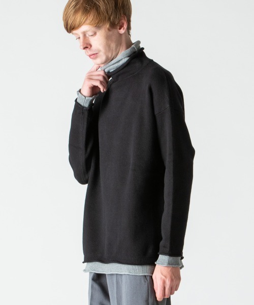 rehacer(レアセル)の「rehacer : Over Size Fake Layerd Knit / オーバーサイズ フェイク レイヤード ニット(ニット/セーター・メンズ・ブラック/ベージュ・MEDIUM/LARGE)」の12枚目の写真