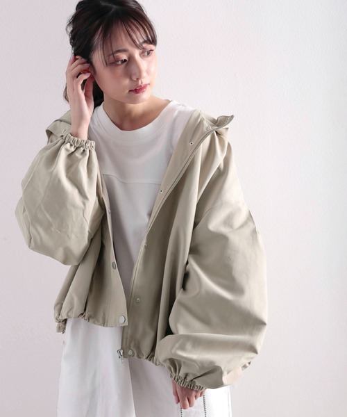 classicalelf(クラシカルエルフ)の「ぽってり袖の愛されシルエット。春まで使えるミドル丈ボリュームスリーブマウンテンパーカー(マウンテンパーカー・レディース・ブラック/ベージュ/カーキ/ピンク/キャメル/グリーン・MEDIUM/LARGE/X-LARGE)」の20枚目の写真