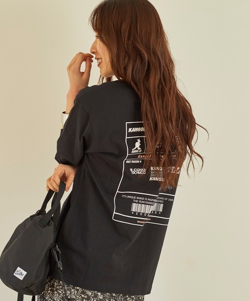 KANGOL EXTRA COMFORT（カンゴールエクストラコンフォート）の「バックプリントロゴ　ロングTシャツ（Tシャツ/カットソー・レディース・ライトベージュ/クリーム/ブラック/オフホワイト・M/L/LL）」の19枚目の写真