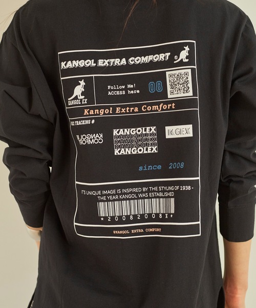 KANGOL EXTRA COMFORT（カンゴールエクストラコンフォート）の「バックプリントロゴ　ロングTシャツ（Tシャツ/カットソー・レディース・ライトベージュ/クリーム/ブラック/オフホワイト・M/L/LL）」の11枚目の写真