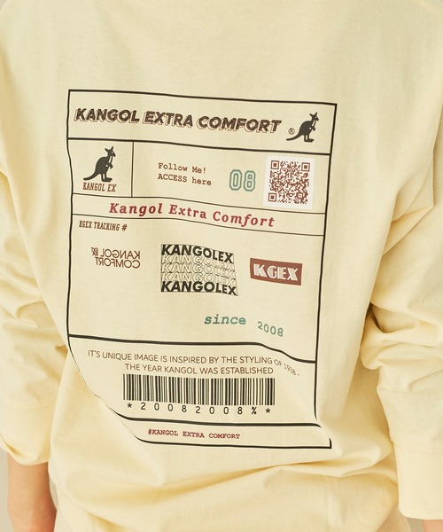 KANGOL EXTRA COMFORT（カンゴールエクストラコンフォート）の「バックプリントロゴ　ロングTシャツ（Tシャツ/カットソー・レディース・ライトベージュ/クリーム/ブラック/オフホワイト・M/L/LL）」の18枚目の写真