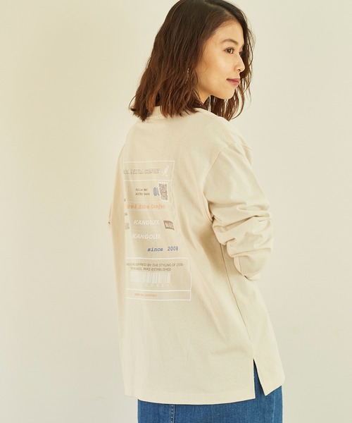 KANGOL EXTRA COMFORT（カンゴールエクストラコンフォート）の「バックプリントロゴ　ロングTシャツ（Tシャツ/カットソー・レディース・ライトベージュ/クリーム/ブラック/オフホワイト・M/L/LL）」の16枚目の写真