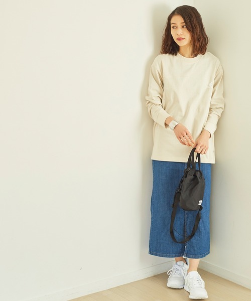 KANGOL EXTRA COMFORT（カンゴールエクストラコンフォート）の「バックプリントロゴ　ロングTシャツ（Tシャツ/カットソー・レディース・ライトベージュ/クリーム/ブラック/オフホワイト・M/L/LL）」の12枚目の写真