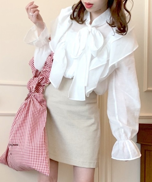 Heather(ヘザー)の「あいねねアソートリボンブラウス 940034(シャツ/ブラウス・レディース・ホワイト/ブラック/ベージュ系その他・FREE)」の4枚目の写真
