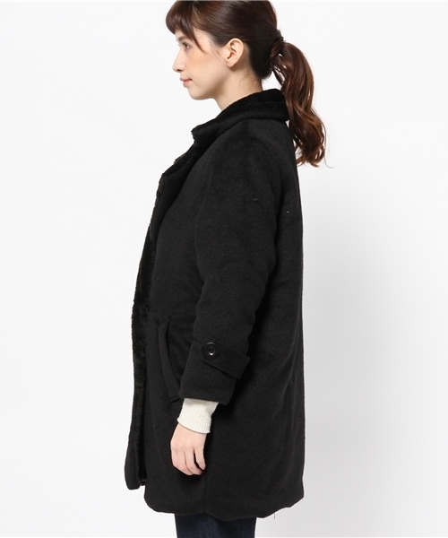 WEGO（ウィゴー）の「WEGO/ファーカラーチェスターコート（チェスターコート・レディース・ブラック/ベージュ・FREE）」の8枚目の写真