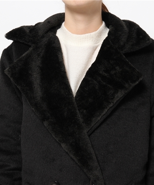 WEGO（ウィゴー）の「WEGO/ファーカラーチェスターコート（チェスターコート・レディース・ブラック/ベージュ・FREE）」の11枚目の写真