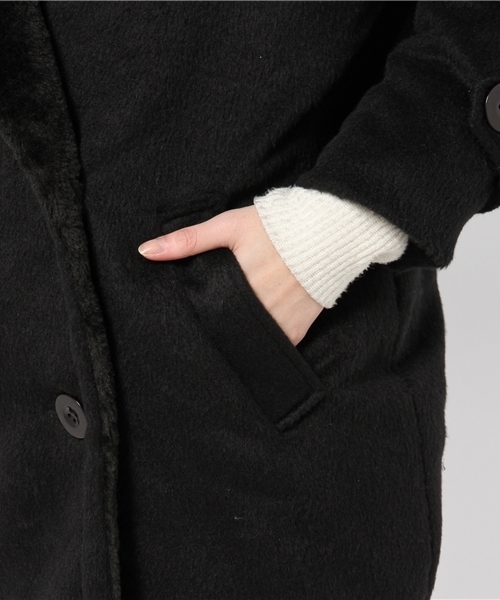 WEGO（ウィゴー）の「WEGO/ファーカラーチェスターコート（チェスターコート・レディース・ブラック/ベージュ・FREE）」の3枚目の写真