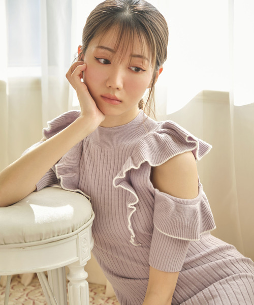 ✨新品未使用✨ Chloe 最高級　ワンピース　フリル　シルク混　ネイビー　38 SEE BY CHLOE シーバイクロエ ワンピース カットソー 黒 前