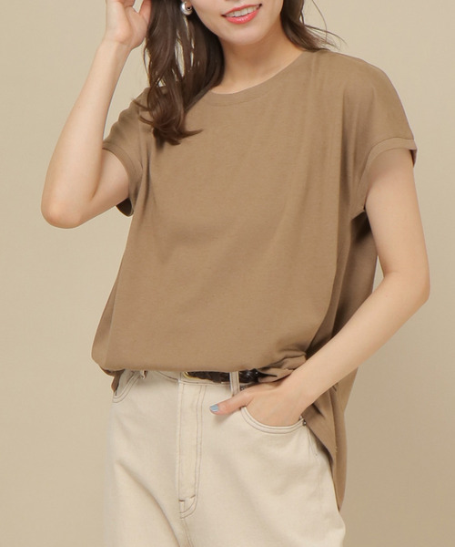 ikka（イッカ）の「リネン混バックシャンT（Tシャツ/カットソー・レディース・チャコールグレー/スカイブルー/ブラウン/オフホワイト・M/L）」の4枚目の写真