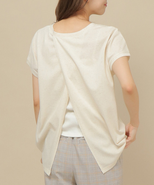 ikka（イッカ）の「リネン混バックシャンT（Tシャツ/カットソー・レディース・チャコールグレー/スカイブルー/ブラウン/オフホワイト・M/L）」の2枚目の写真
