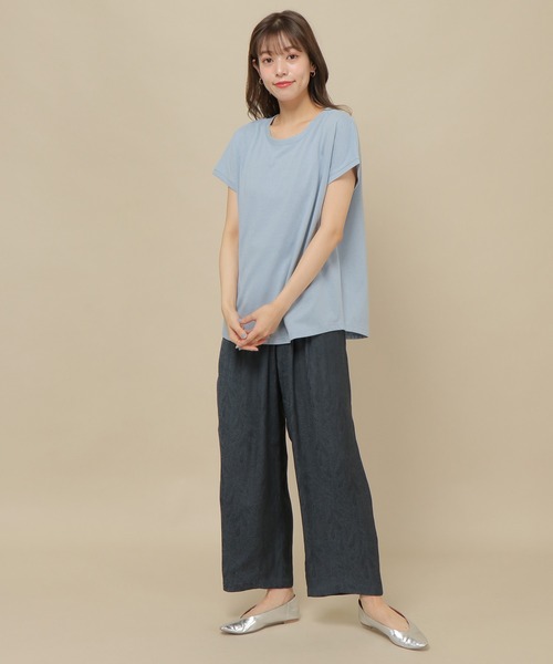 ikka（イッカ）の「リネン混バックシャンT（Tシャツ/カットソー・レディース・チャコールグレー/スカイブルー/ブラウン/オフホワイト・M/L）」の7枚目の写真