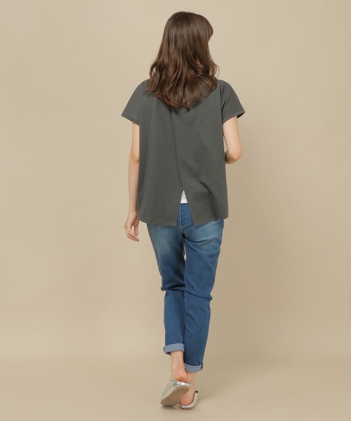 ikka（イッカ）の「リネン混バックシャンT（Tシャツ/カットソー・レディース・チャコールグレー/スカイブルー/ブラウン/オフホワイト・M/L）」の6枚目の写真