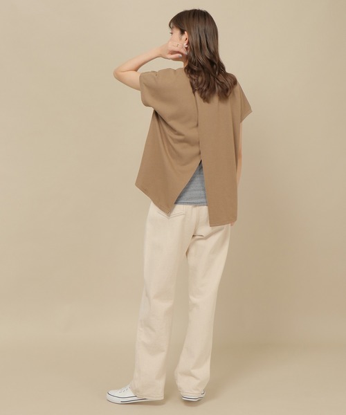 ikka（イッカ）の「リネン混バックシャンT（Tシャツ/カットソー・レディース・チャコールグレー/スカイブルー/ブラウン/オフホワイト・M/L）」の5枚目の写真