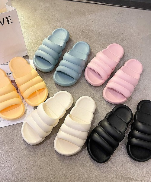 FREE BLUES(フリーブルース)の「やわらかシャワースリッパ 厚底(ルームシューズ/スリッパ・レディース・アイボリー/イエロー/ブラック/ピンク/グリーン/ダークグリーン/ブルー・S/L/M)」の10枚目の写真