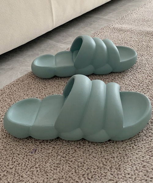 FREE BLUES(フリーブルース)の「やわらかシャワースリッパ 厚底(ルームシューズ/スリッパ・レディース・アイボリー/イエロー/ブラック/ピンク/グリーン/ダークグリーン/ブルー・S/L/M)」の21枚目の写真