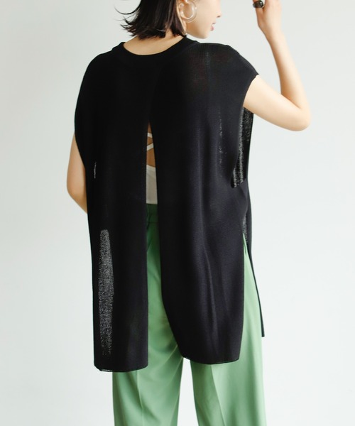 Birthday room（バースデイルーム）の「後ろスリットニットベスト（ベスト・レディース・ブラック/オリーブ/モカ・FREE）」の2枚目の写真