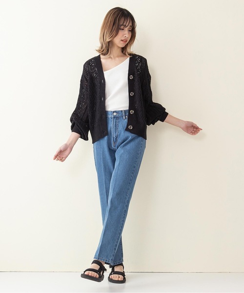 INNOCENT BLUE（イノセントブルー）の「【innocent blue/イノセントブルー】透かし柄  かぎ針編　Ｖネックカーデガン　ボリュームスリーブ　ドロップショルダー（カーディガン/ボレロ・レディース・ブルー/ライトグリーン/アイボリー/ブラック/ライトブラウン/ライトベージュ・MEDIUM）」の14枚目の写真