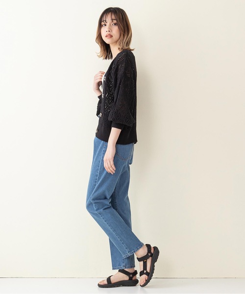 INNOCENT BLUE（イノセントブルー）の「【innocent blue/イノセントブルー】透かし柄  かぎ針編　Ｖネックカーデガン　ボリュームスリーブ　ドロップショルダー（カーディガン/ボレロ・レディース・ブルー/ライトグリーン/アイボリー/ブラック/ライトブラウン/ライトベージュ・MEDIUM）」の15枚目の写真