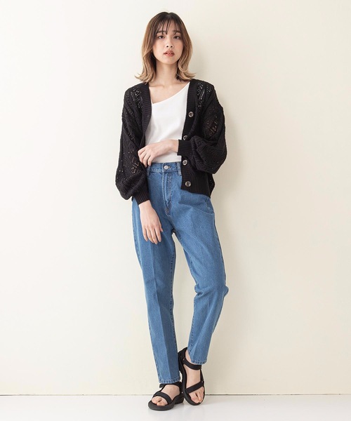 INNOCENT BLUE（イノセントブルー）の「【innocent blue/イノセントブルー】透かし柄  かぎ針編　Ｖネックカーデガン　ボリュームスリーブ　ドロップショルダー（カーディガン/ボレロ・レディース・ブルー/ライトグリーン/アイボリー/ブラック/ライトブラウン/ライトベージュ・MEDIUM）」の16枚目の写真