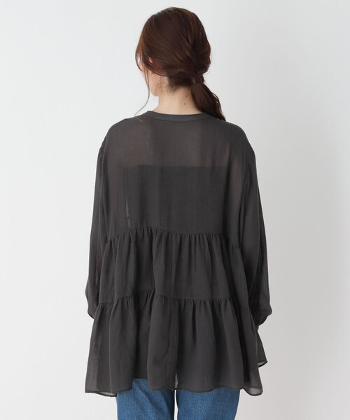 pink adobe（ピンクアドベ）の「◆【M-L】エアリーガーゼ　ティアードブラウス（シャツ/ブラウス・レディース・ブラック/オフホワイト/カーキ・40/38）」の4枚目の写真