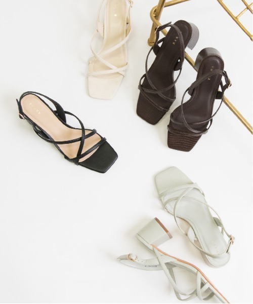 RANDA(ランダ)の「クロスストラップスクエアトゥサンダル(サンダル・レディース・ブラウン/クリーム/ミント/ブラック・SS/S/M/L/LL)」の2枚目の写真